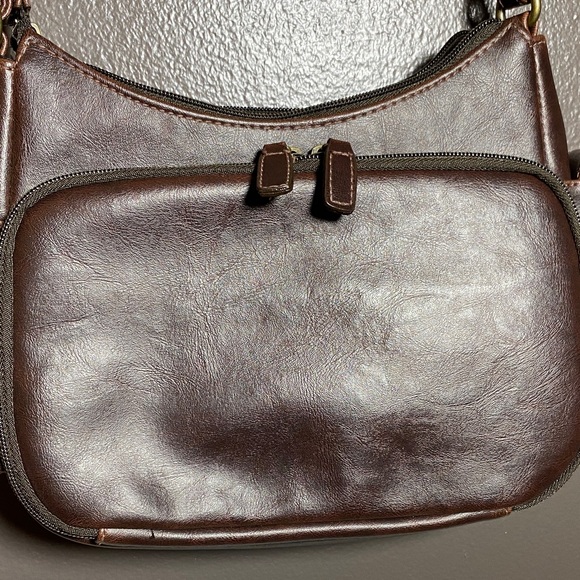 Connections Brown Vegan Leather Small Shoulder Bag - Picture 6 of 14